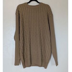 Vintage A. Adams & Spire Cable Knit Sweater Tan Ribbed‎ Mens XL Preppy Pullover
